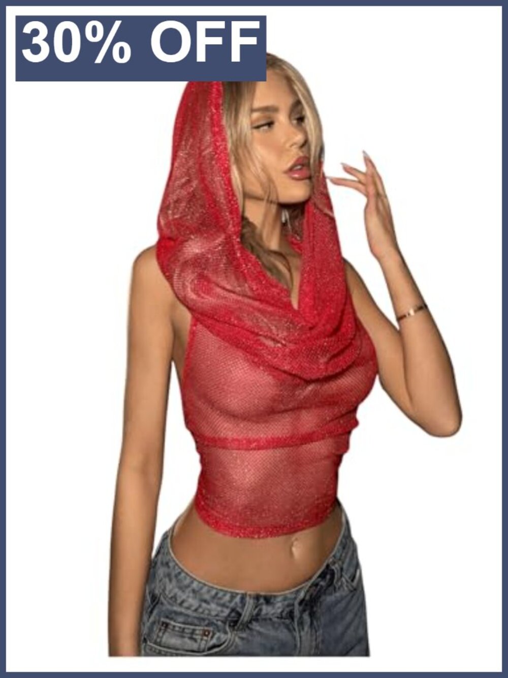 Floerns Backless Hoodie Tank Top Sleeveless Crop Halter Cami